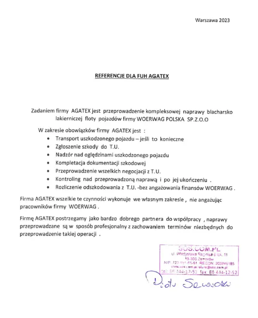 referencje od SOS.COM.PL dla firmy AGATEX-BLS